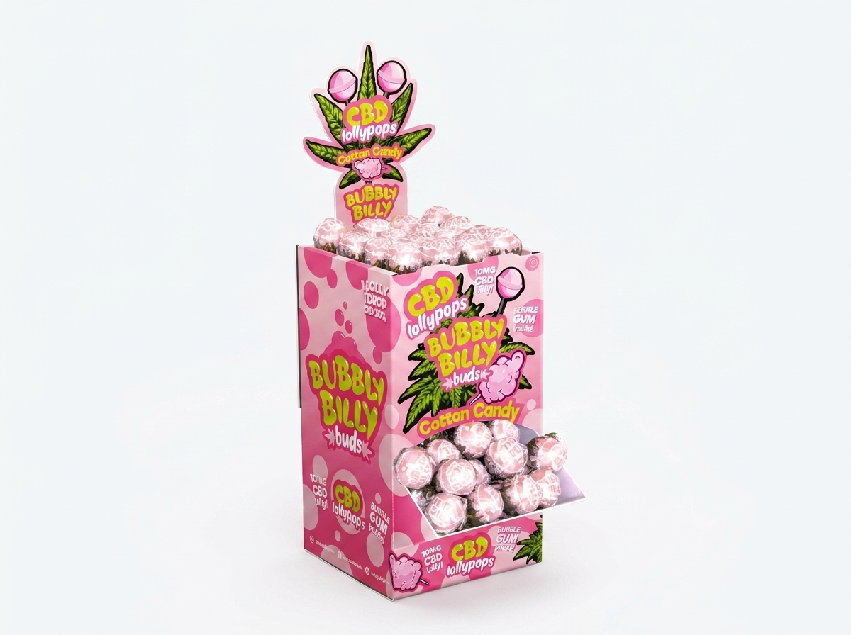 Bubbly Billy Buds 10 mg CBD Cotton Candy Lollies with Bubblegum Inside