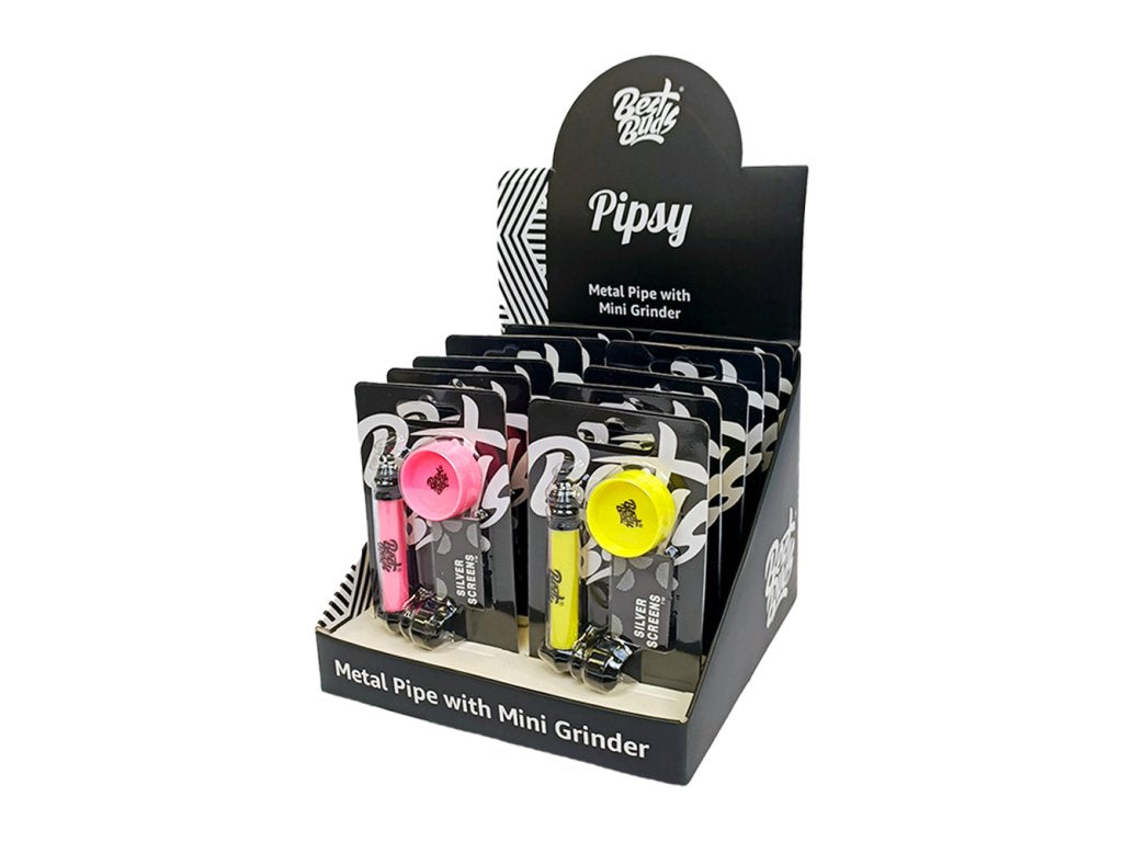 Kovová dýmka Best Buds Pipsy s mini drtičkou, 4 barvy