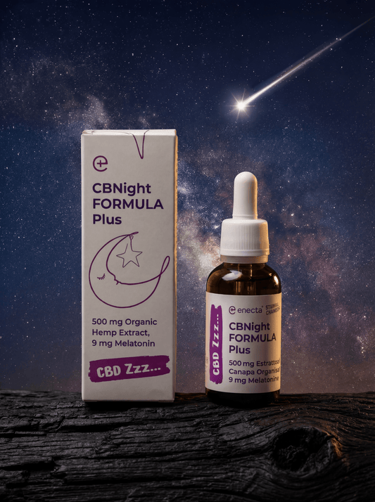 Enecta CBNight Formula PLUS konopný olej s melatoninem, 500 mg organického konopného extraktu, 30 ml