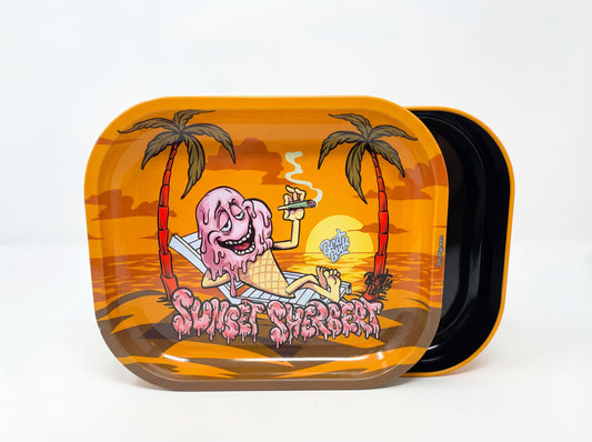 Best Buds Thin Box Rolling Tray with Storage, Sunset Sherbet